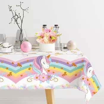 Радужный единорог ПЭ скатерть Счастливый единорог тематика день рождения украшения детские сувениры скатерть для девочек принадлежности для детского душа