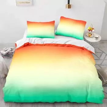 Радужный градиентный пододеяльник, комплект постельного белья Queen Size Rainbow для детей и девочек, милый стиль, комплект постельного белья из полиэстера, односпальное одеяло King Twin, покрывало EU single(135x200cm)