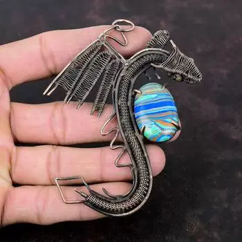 Радужный кулон из кальцинированного кремния, медная проволока, кулон, кулон в виде дракона, драгоценный камень, медь, ювелирные изделия, подарок для женщин, ювелирные изделия ручной работы, стильный кулон