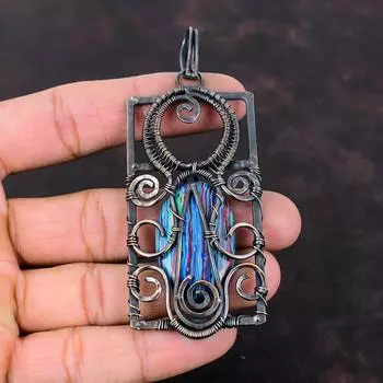 Радужный кулон из кальцинированного кремния, медная проволока, кулон в обертке, Радужные украшения из кальцинированного кремния, подвеска из драгоценного камня ручной работы, изысканные медные ювелирные изделия, подарок для нее