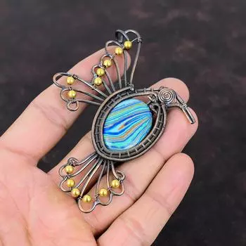 Радужный кулон из кальцинированного кремния Медная проволока, обернутая кулоном с драгоценным камнем Стильный кулон Медные украшения Подарок на помолвку Ювелирные изделия ручной работы Подвески с птицами