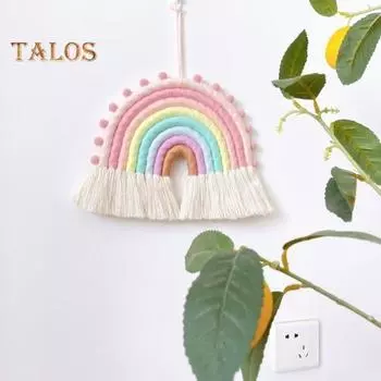 Радужный кулон, привлекательный стиль бохо, Радужный подвесной орнамент, хлопковая веревка, настенный кулон для дома Rainbow