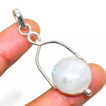Радужный лунный камень, 925 проба, посеребренная подвеска ручной работы, 2,08 дюйма 2.08 белый