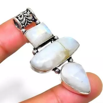 Радужный лунный камень, 925 проба, посеребренная подвеска ручной работы, 2,08 дюйма 2.08 белый