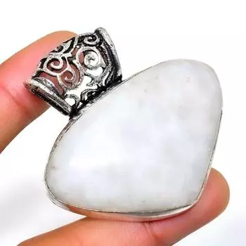 Радужный лунный камень, 925 проба, посеребренная подвеска ручной работы, 1,89 дюйма 1.89 белый