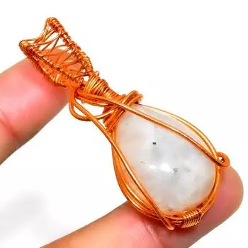 Радужный лунный камень, 925 проба, посеребренная подвеска ручной работы, 2,00 дюйма 2.00 белый