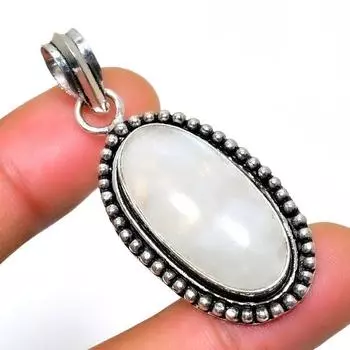 Радужный лунный камень, 925 проба, посеребренная подвеска ручной работы, 1,89 дюйма 1.89 белый