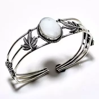 Радужный лунный камень, драгоценный камень 925, посеребренный браслет ручной работы, ювелирные изделия, браслет-манжета