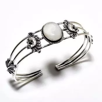 Радужный лунный камень, драгоценный камень 925, посеребренный браслет ручной работы, ювелирные изделия, браслет-манжета