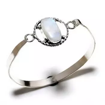 Радужный лунный камень, драгоценный камень 925, посеребренный браслет ручной работы, ювелирные изделия, браслет-манжета