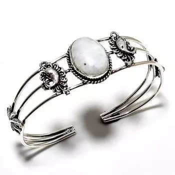 Радужный лунный камень, драгоценный камень 925, посеребренный браслет ручной работы, ювелирные изделия, браслет-манжета