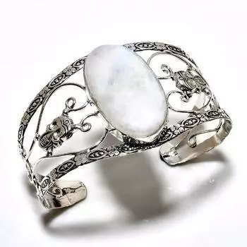 Радужный лунный камень, драгоценный камень 925, посеребренный браслет ручной работы, ювелирные изделия, браслет-манжета