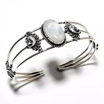 Радужный лунный камень, драгоценный камень 925, посеребренный браслет ручной работы, ювелирные изделия, браслет-манжета