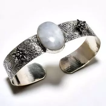 Радужный лунный камень, драгоценный камень 925, посеребренный браслет ручной работы, ювелирные изделия, браслет-манжета