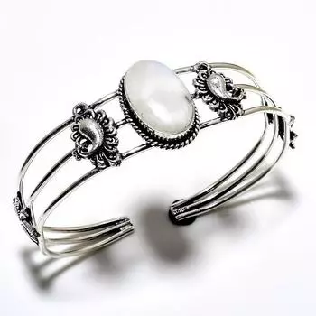 Радужный лунный камень, драгоценный камень 925, посеребренный браслет ручной работы, ювелирные изделия, браслет-манжета