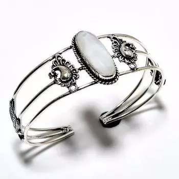 Радужный лунный камень, драгоценный камень 925, посеребренный браслет ручной работы, ювелирные изделия, браслет-манжета