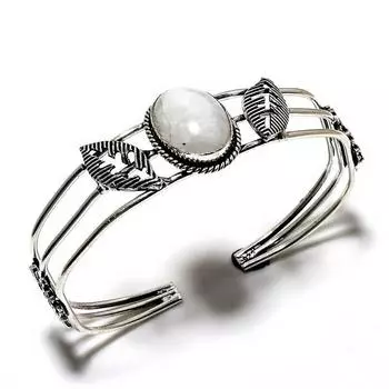 Радужный лунный камень, драгоценный камень 925, посеребренный браслет ручной работы, ювелирные изделия, браслет-манжета