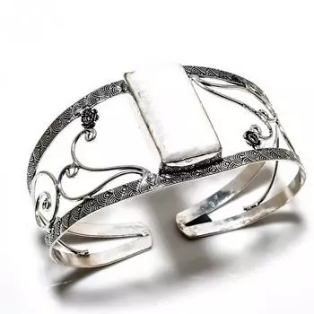 Радужный лунный камень, драгоценный камень 925, посеребренный браслет ручной работы, ювелирные изделия, браслет-манжета