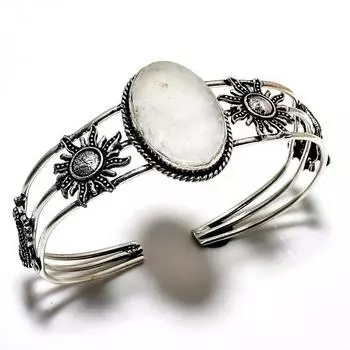 Радужный лунный камень, драгоценный камень 925, посеребренный браслет ручной работы, ювелирные изделия, браслет-манжета