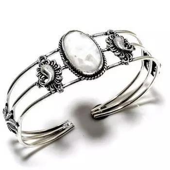 Радужный лунный камень, драгоценный камень 925, посеребренный браслет ручной работы, ювелирные изделия, браслет-манжета