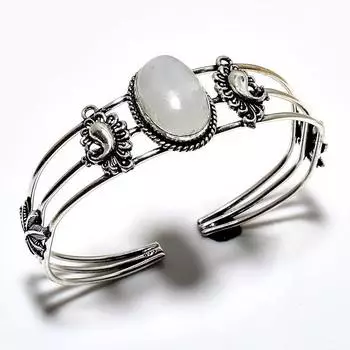 Радужный лунный камень, драгоценный камень 925, посеребренный браслет ручной работы, ювелирные изделия, браслет-манжета