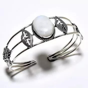 Радужный лунный камень, драгоценный камень 925, посеребренный браслет ручной работы, ювелирные изделия, браслет-манжета