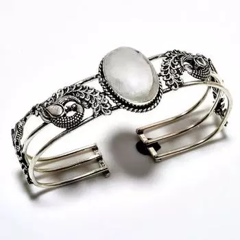 Радужный лунный камень, драгоценный камень 925, посеребренный браслет ручной работы, ювелирные изделия, браслет-манжета