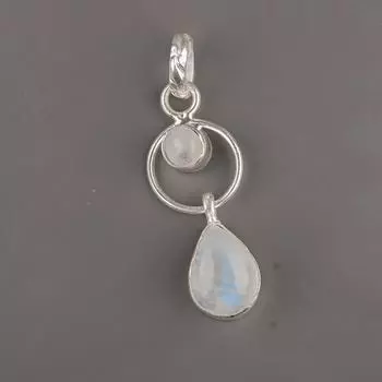 Радужный Лунный Камень Драгоценный Камень 925 Стерлинговое Серебро Ювелирные Изделия Ручной Работы Подвеска 1,80 PP-10-23