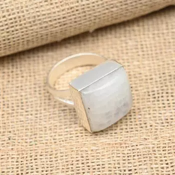 Радужный лунный камень, драгоценный камень, кольцо ручной работы из стерлингового серебра 925 пробы для женщин 4 белый