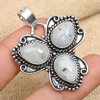 Радужный лунный камень, драгоценный камень, ювелирные изделия из стерлингового серебра 925 пробы ручной работы для свадебного подарка