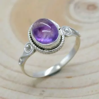 Радужный лунный камень серебряное женское кольцо ручной работы с драгоценными камнями 4 фиолетовый