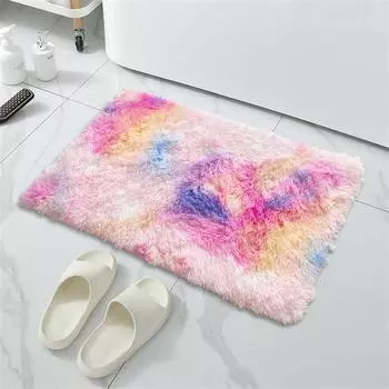 Радужный плюшевый коврик для ванной комнаты, мягкий мохнатый коврик для спальни, прихожей, коврик для ванной, туалета, пушистый коврик 50x80cm