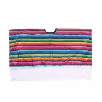 Радужный полосатый мексиканский костюм на Хэллоуин мексиканское пончо мексиканский стиль плащ накидка праздничная вечеринка Kid-Style 1