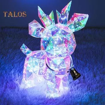 Радужный призматический рождественский декор в виде оленя, светодиодный ночной светильник в виде оленя, красочная светящаяся фигурка оленя, праздничный домашний декор разноцветный