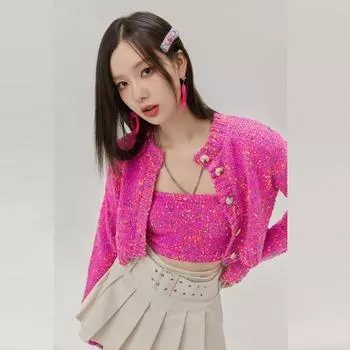 Радужный сахарный свитер, кардиган, женский сладкий пряный стиль, бюстгальтер с бретельками на спине, вязаный кардиган, комплект из двух предметов, свитер, женские топы