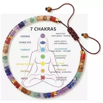 Радужный семицветный браслет из натуральных камней, плетеный из бусин-колесиков, женский браслет-подарок с карточкой благословения excluding card
