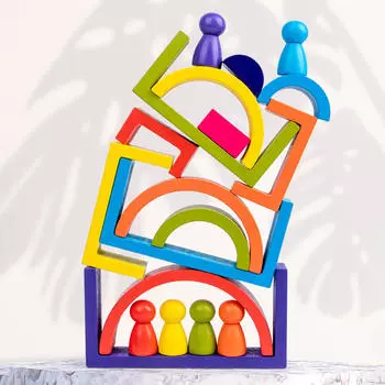 Радужный штабелер блокирует игру, прочную для малышей дошкольного возраста