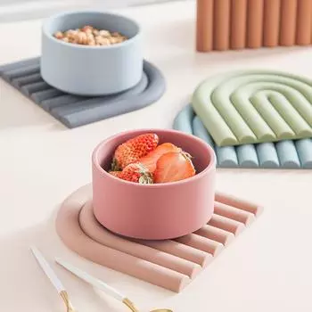 Радужный силиконовый настольный коврик, подставка для горячей посуды, подставка для посуды, многофункциональные держатели для кастрюль для кухни, термостойкие подушечки для кастрюль 15x15cm зелёный