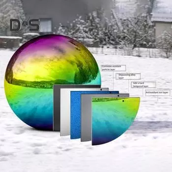 Радужный смотровой шар 7,9 дюйма, полые шарики из нержавеющей стали, зеркальный радужный отражающий шар на 360° для сада, бассейна, патио, газона разноцветный