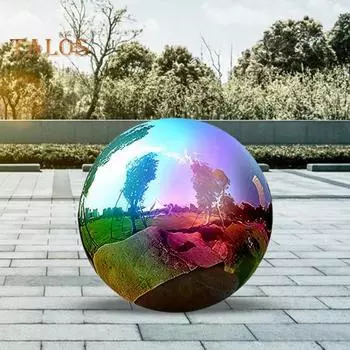 Радужный смотровой шар 7,9 дюйма, полые шарики из нержавеющей стали, зеркальный радужный отражающий шар на 360° для сада, бассейна, патио, газона разноцветный