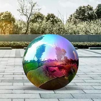 Радужный смотровой шар 7,9 дюйма, полые шарики из полированной нержавеющей стали, 360-градусное зеркало, радужное отражение