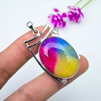 Радужный солнечный кварц, подвеска с белым топазом, ювелирные изделия из стерлингового серебра 925 пробы, подвеска с драгоценным камнем, подарок для нее, изящные ювелирные изделия ручной работы