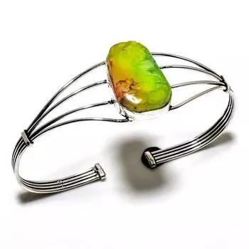 Радужный солнечный кварцевый драгоценный камень 925 посеребренный ювелирный браслет-манжета