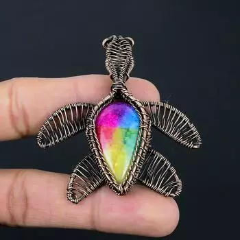 Радужный солнечный кварцевый драгоценный камень ручной работы из стерлингового серебра 925 пробы ювелирный кулон для женщин 2.44 Inches разноцветный
