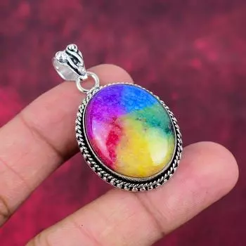 Радужный солнечный кварцевый кулон ручной работы с драгоценными камнями, кулон из стерлингового серебра 925 пробы, антикварные ювелирные изделия, для подарка на помолвку 1.96 Inches розовый
