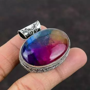 Радужный солнечный кварцевый кулон с друзами, подвеска из драгоценного камня одного качества, подвеска из стерлингового серебра 925 пробы, винтажные ювелирные изделия ручной работы, лучший подарок для мамы