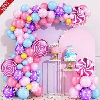 Радужный воздушный шар, гелиевые конфеты, розовый пастельный шар, гирлянда на день рождения, арочный комплект, свадебное украшение, вечерние для девочек, детский душ 5 10 12 18inch-Round