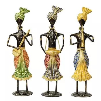 Раджастхани Племенной Металлический Ремесленный Музыкант Выставочный Элемент Статуя Настольные Декоративные Предметы Для Дома, Антикварные Подарочные Предметы, Выставочный Элемент,