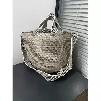 Raffia Premium Woven Bag Women Summer Large Capacity Messenger Bag Seaside Vacation Bucket Bag Tote Bag Handbag Lime green