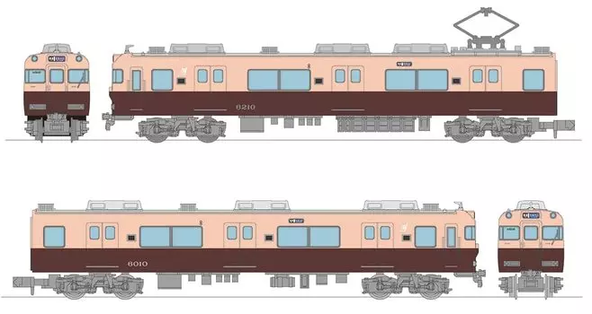 Railway Collection Iron Collection Nagoya Railway 6000 Series Reprint Painting 6010 Formation Set Diorama Supplies 2-Car